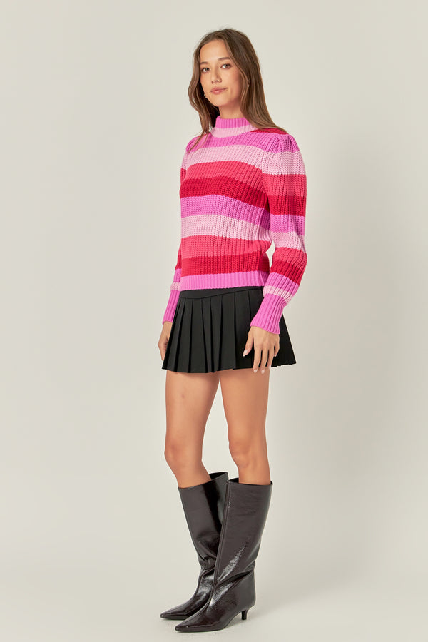 English Factory Stripe Mockneck Long Sleeve Sweater MULTI