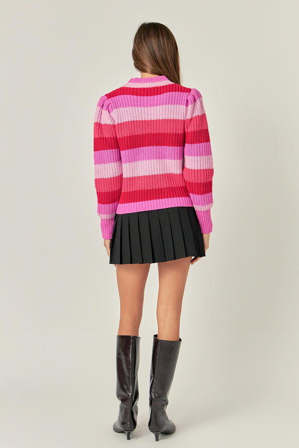 English Factory Stripe Mockneck Long Sleeve Sweater MULTI