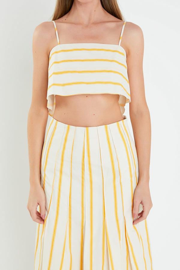 English Factory Stripe Poplin Cropped Tank Top IVORY/YELLOW