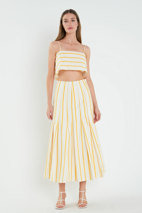 English Factory Stripe Poplin Cropped Tank Top IVORY/YELLOW