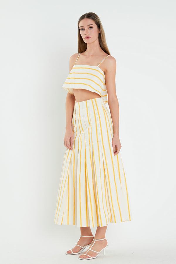 English Factory Stripe Poplin Cropped Tank Top IVORY/YELLOW