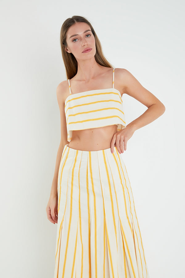 english factory Stripe Poplin Cropped Tank Top IVORY/YELLOW