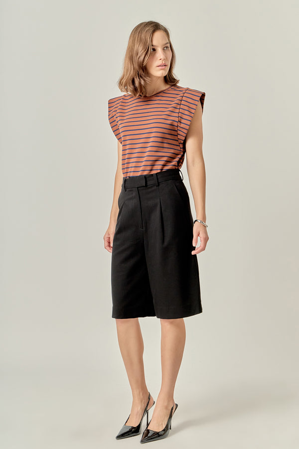 English Factory Stripe Sleeveless T-shirt BROWN/NAVY