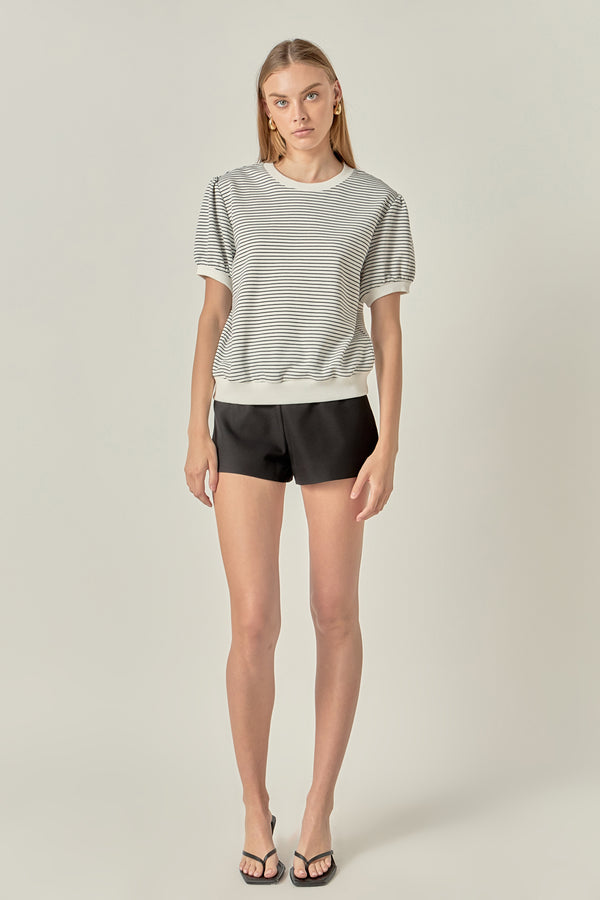 english factory Stripe Terry Puff Sleeve Sweatshirt NAVY/WHITE