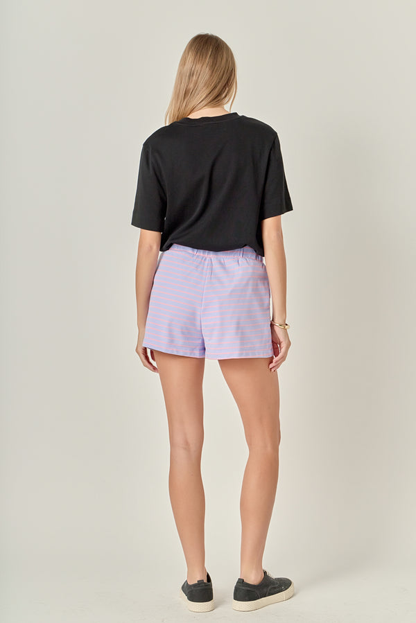 English Factory Striped Breton Shorts LAVENDER/PINK