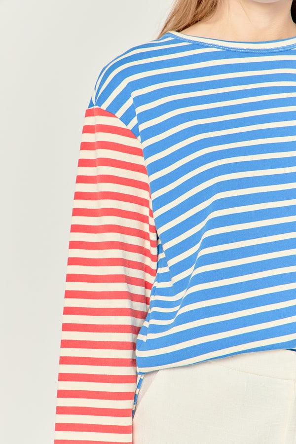 English Factory Striped Color Block Long Sleeve Tee BLUE MULTI