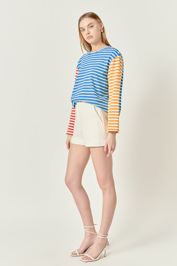 English Factory Striped Color Block Long Sleeve Tee BLUE MULTI