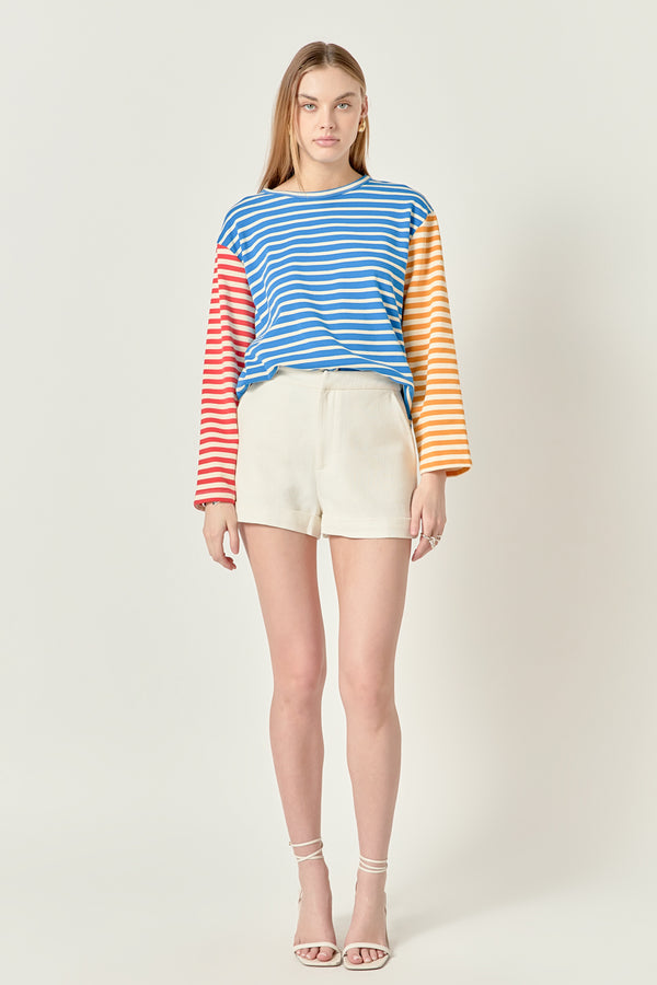 english factory Striped Color Block Long Sleeve Tee BLUE MULTI