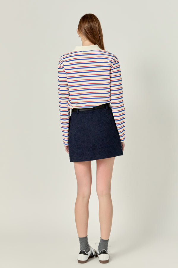 English Factory Striped Henley Sweater RED/BLUE STRIPE