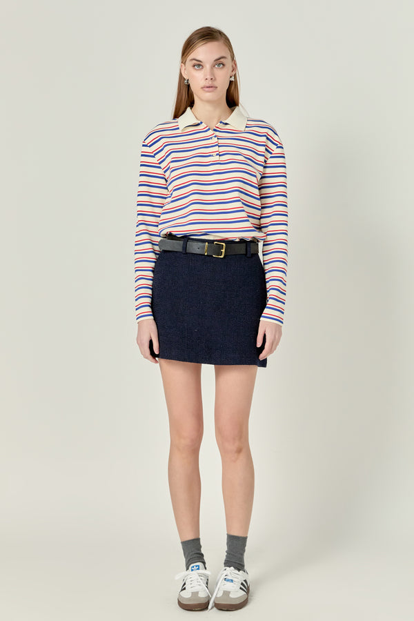 english factory Striped Henley Sweater RED/BLUE STRIPE