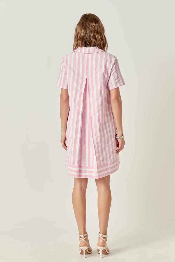 English Factory Striped Jacquard Mini Shirt Dress PINK/WHITE