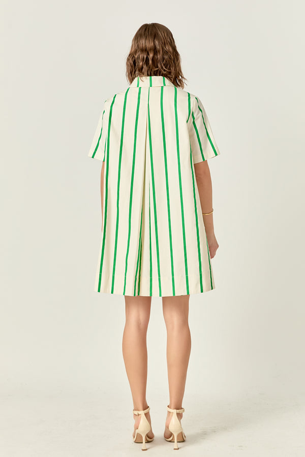 English Factory Striped Kaftan Mini Dress GREEN MULTI