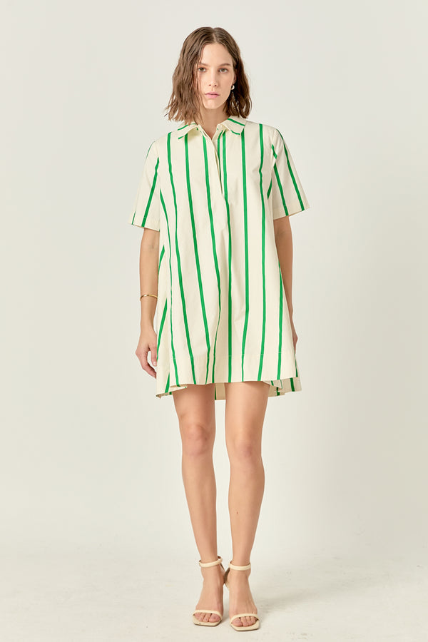 english factory Striped Kaftan Mini Dress GREEN MULTI