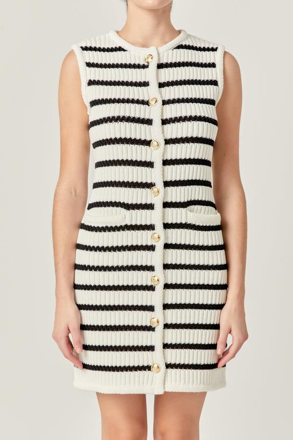 English Factory Striped Knit Vest Dress OFF WHITE/BLACK