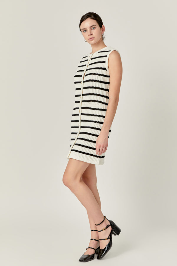 English Factory Striped Knit Vest Dress OFF WHITE/BLACK