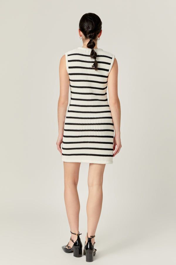 English Factory Striped Knit Vest Dress OFF WHITE/BLACK
