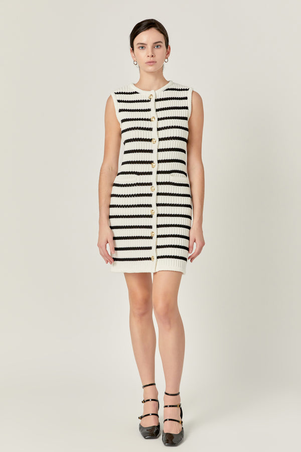 english factory Striped Knit Vest Dress OFF WHITE/BLACK