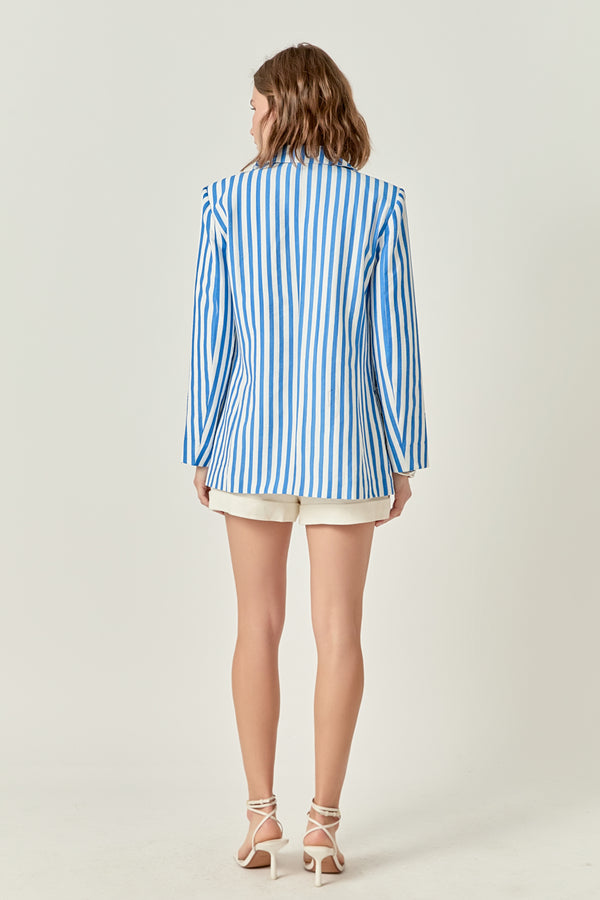 English Factory Striped Pocketed Blazer BLUE STRIPE