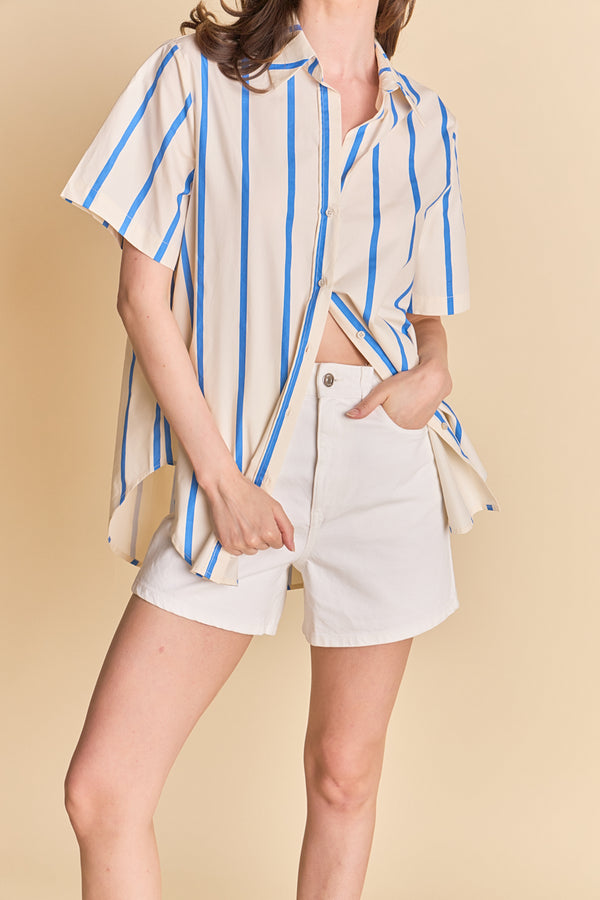 English Factory Striped Short Sleeve Top BLUE MULTI