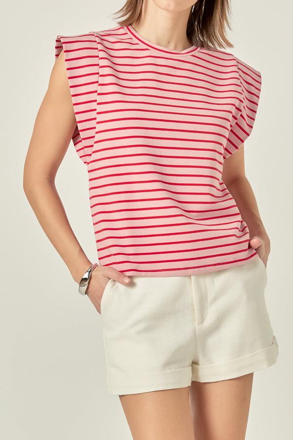 English Factory Striped Sleeveless T-shirt PINK/RED