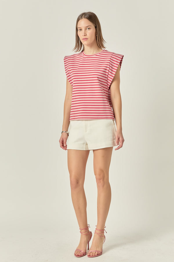English Factory Striped Sleeveless T-shirt PINK/RED