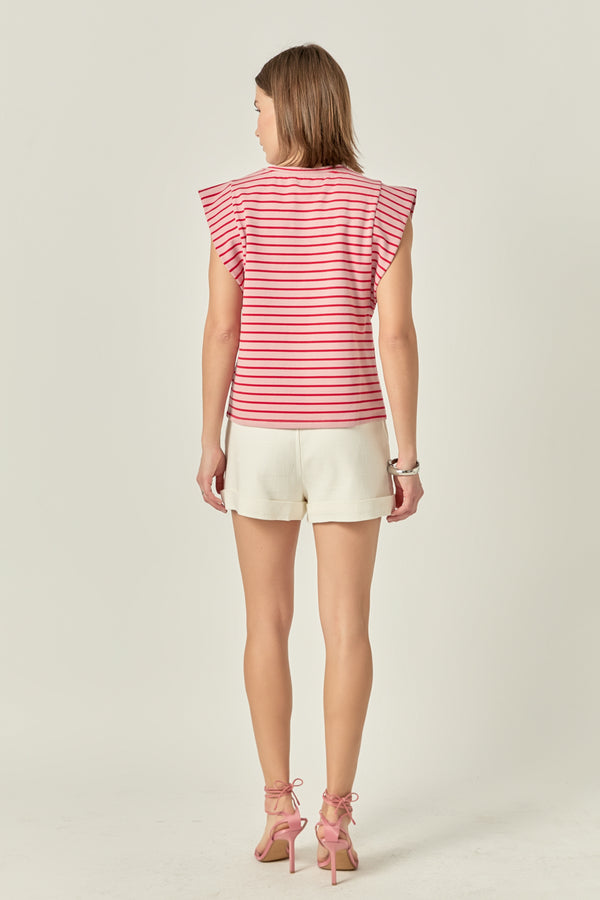 English Factory Striped Sleeveless T-shirt PINK/RED