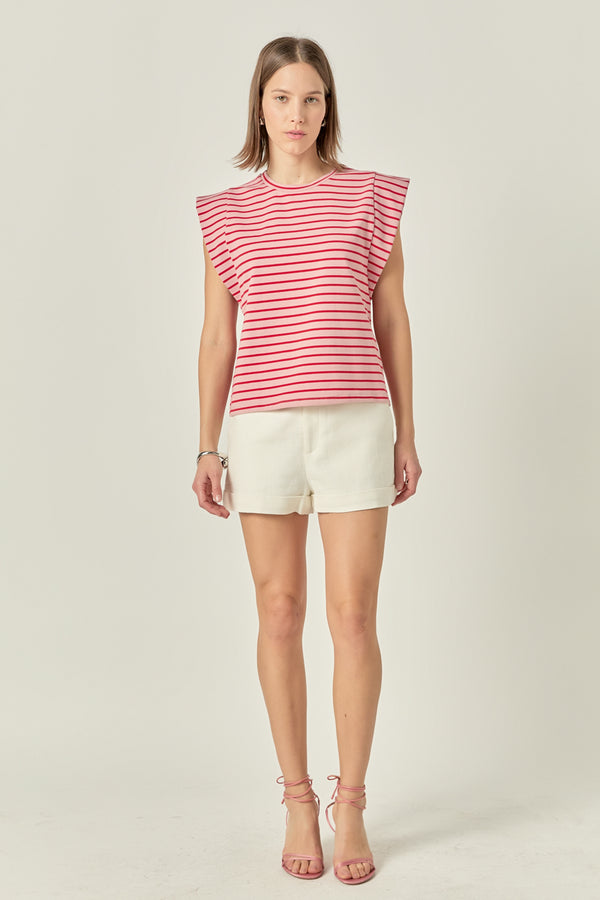 english factory Striped Sleeveless T-shirt PINK/RED