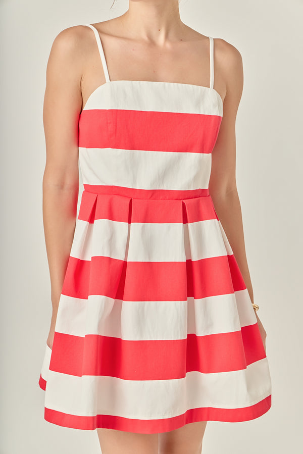 English Factory Summer Stroll Stripe Dress RED/WHITE