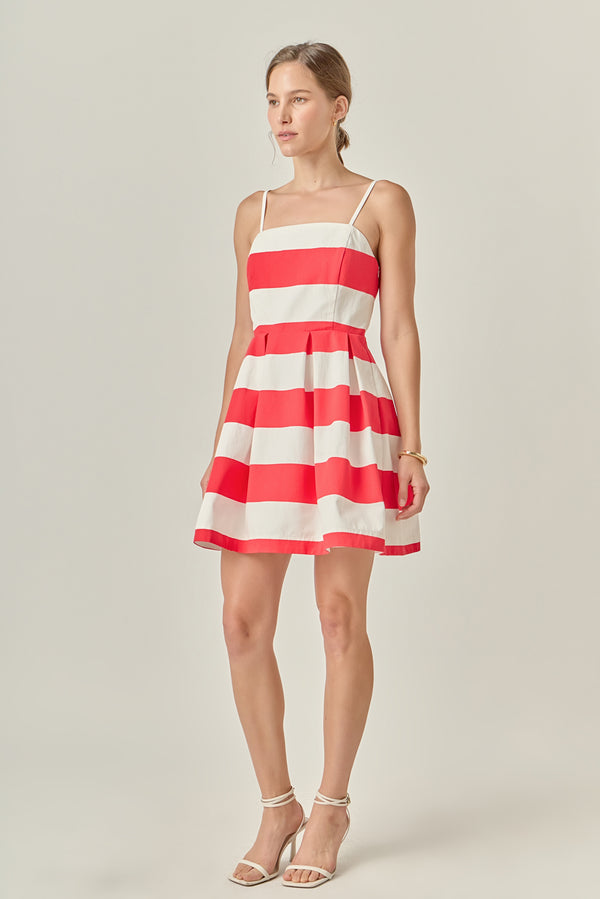 English Factory Summer Stroll Stripe Dress RED/WHITE