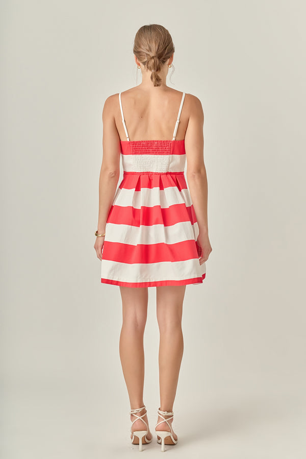 English Factory Summer Stroll Stripe Dress RED/WHITE