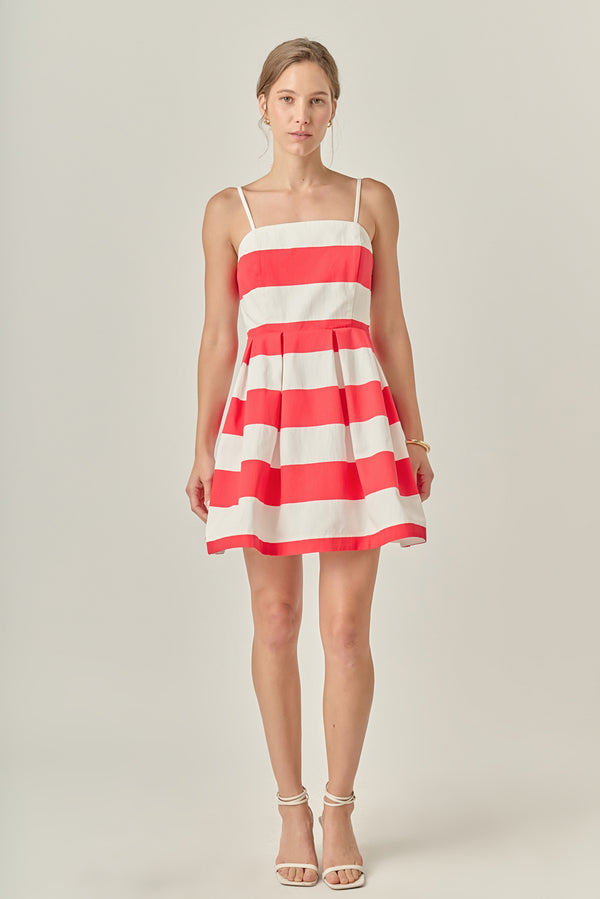 english factory Summer Stroll Stripe Dress RED/WHITE