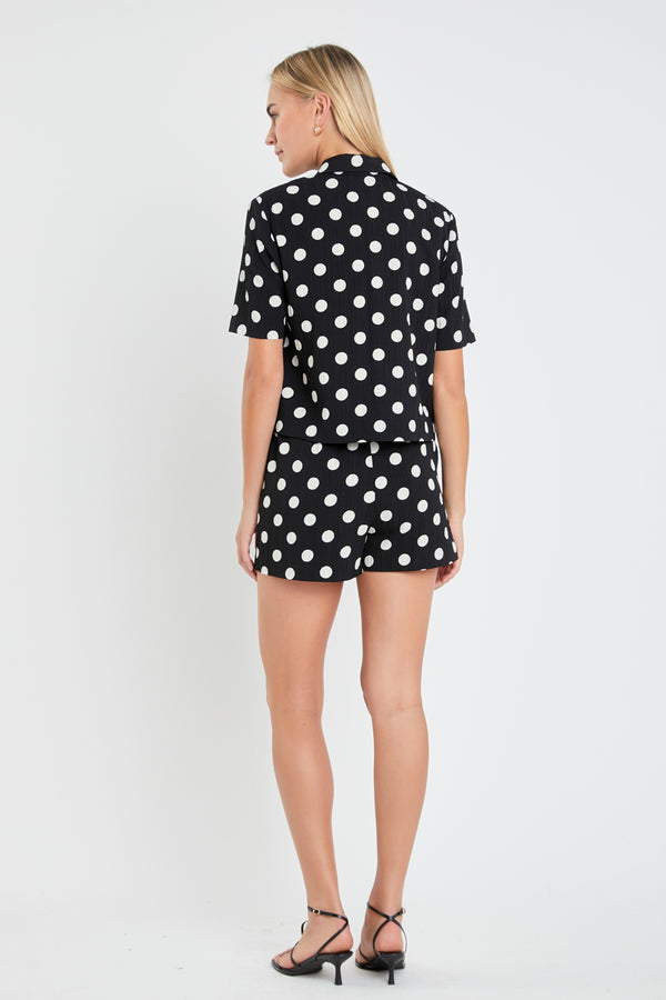 English Factory Textured Dots Short Sleeves Shirts BLACK/IVORY