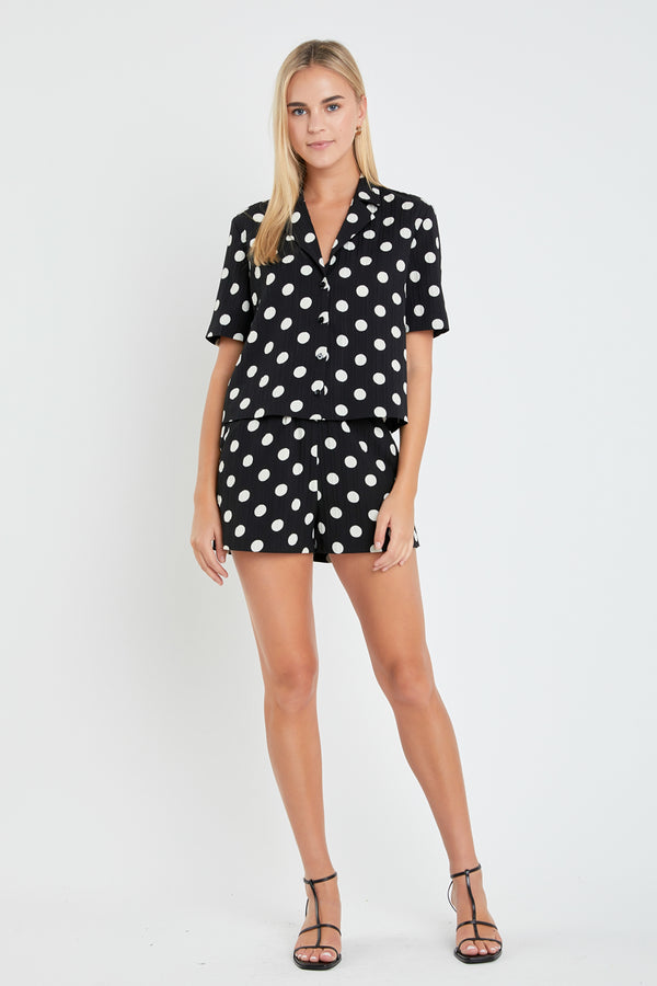 english factory Textured Dots Short Sleeves Shirts BLACK/IVORY