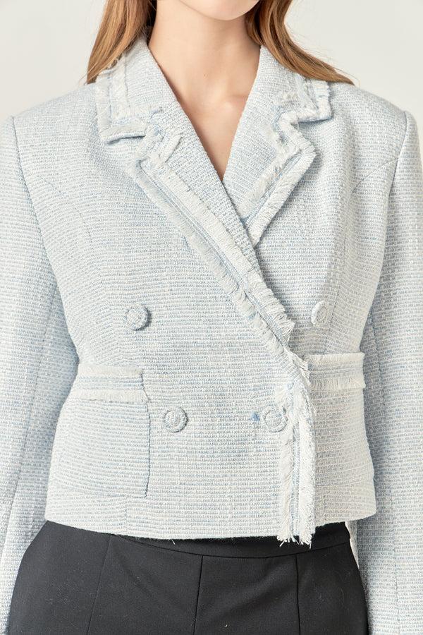 English Factory Textured Double Breasted Blazer BLUE