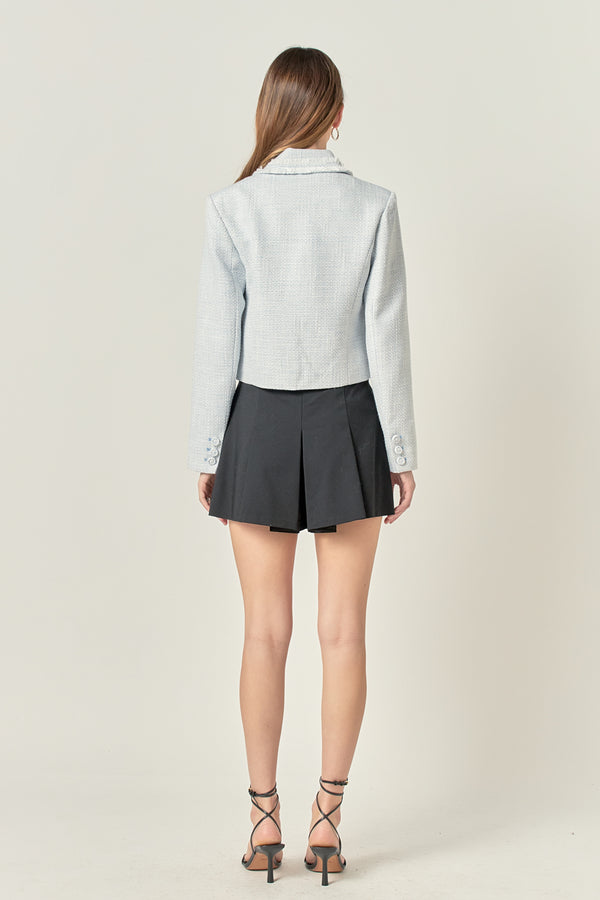 English Factory Textured Double Breasted Blazer BLUE