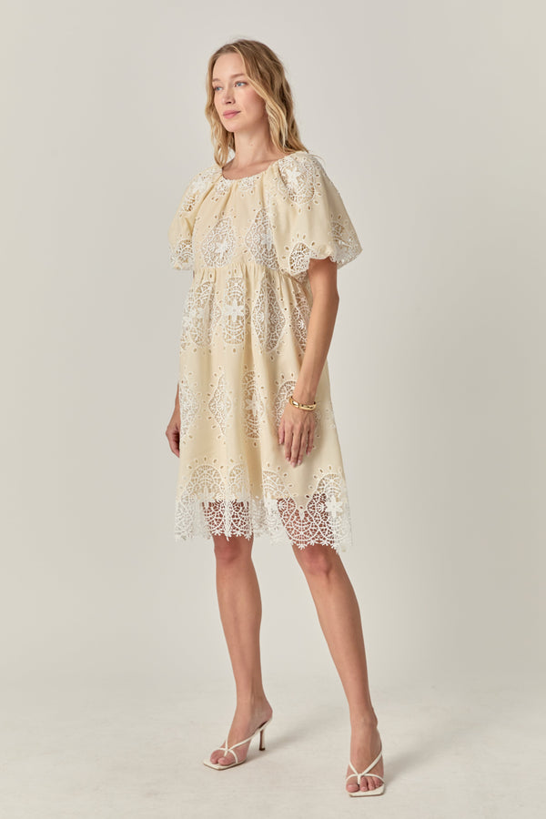 English Factory The Amelie Eyelet Dress BUTTER YELLOW