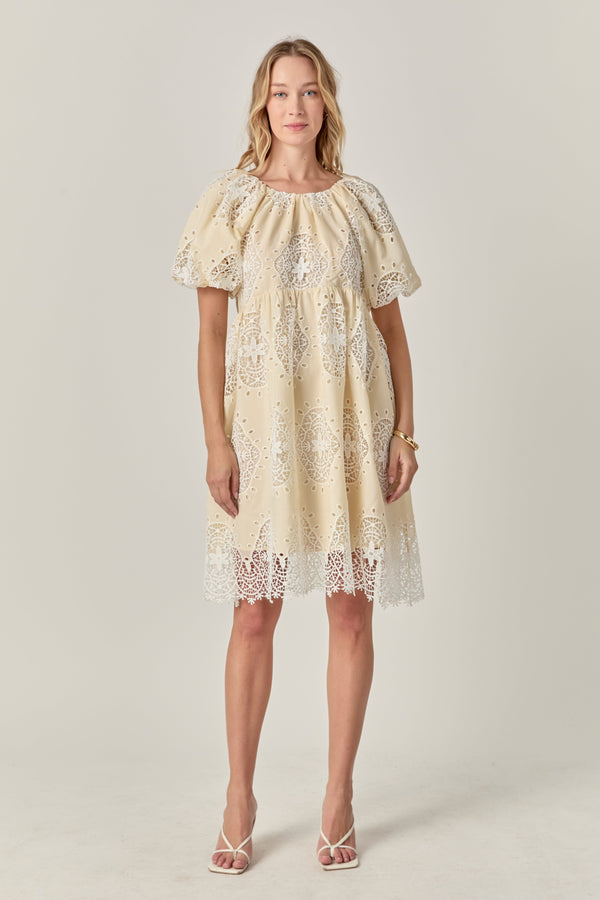 english factory The Amelie Eyelet Dress BUTTER YELLOW