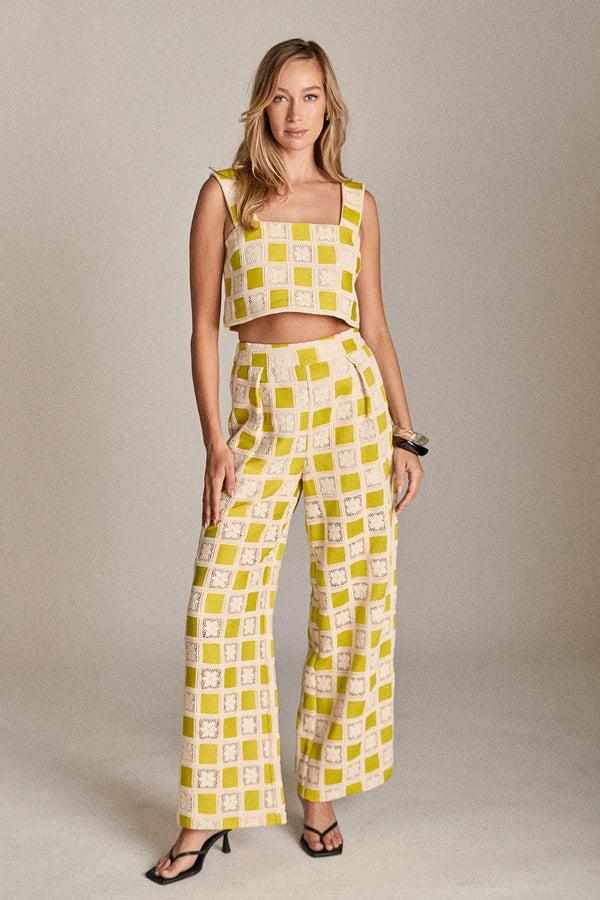 English Factory The Bria Crochet Pants YELLOW/NATURAL