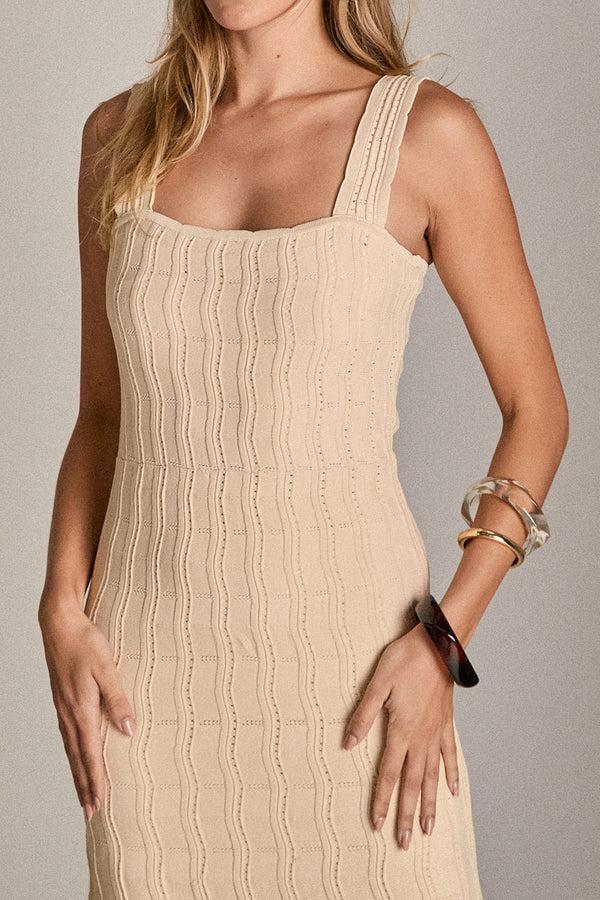 English Factory The Camille Knit Midi Dress OFF WHITE