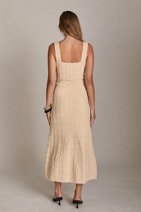 English Factory The Camille Knit Midi Dress OFF WHITE