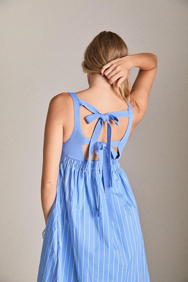 english factory The Eliza Knit Midi Dress BLUE STRIPE