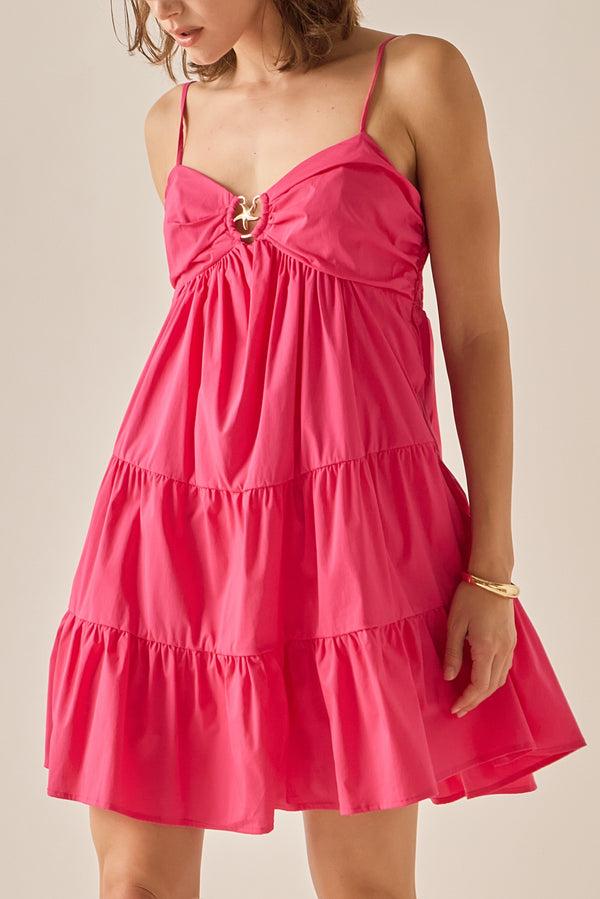 English Factory The Ellie Starfish Mini Dress FUCHSIA