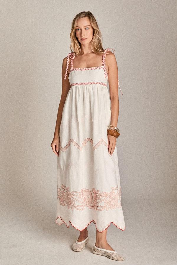 english factory The Elodie Embroidered Maxi Dress WHITE/PINK