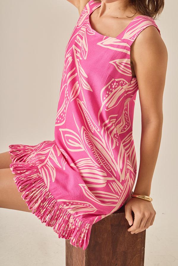 English Factory The Esme Fringe Sleeveless Dress PINK