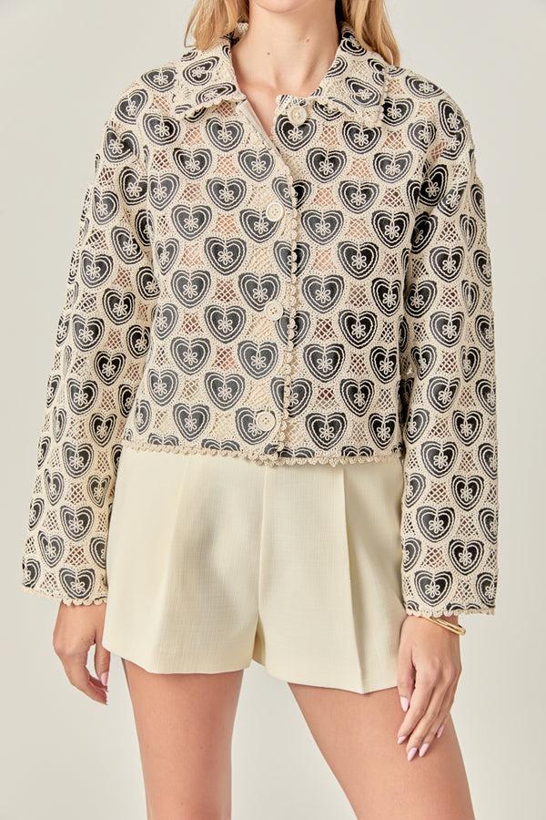 English Factory The Harlow Crochet Shirt NATURAL/BLACK