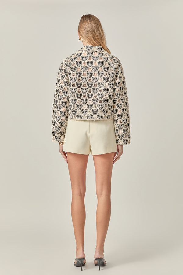 English Factory The Harlow Crochet Shirt NATURAL/BLACK