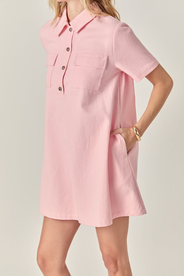 English Factory The Poppy Denim Mini Dress LIGHT PINK