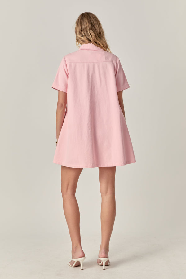 English Factory The Poppy Denim Mini Dress LIGHT PINK