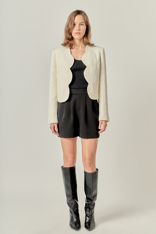 english factory The Scallop-Edge Textured Blazer WHITE