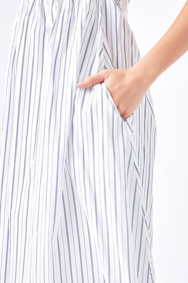 English Factory Tie Back Knit Combo Striped Maxi Dress OFF WHITE/NAVY